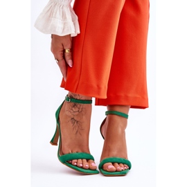 Sandália feminina camurça verde Rousses salto alto 1