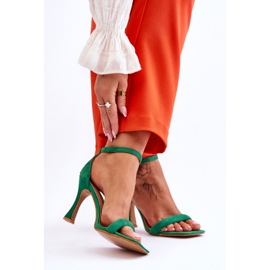 Sandália feminina camurça verde Rousses salto alto 2