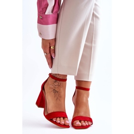 FJ1 Sandálias femininas com salto estável vermelho Lavissa 1 FJ1 Sandálias femininas com salto estável vermelho Lavissa 1