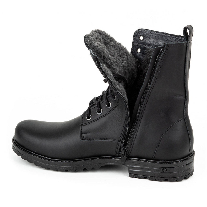 Polbut Botas Chelsea militares masculinas de couro polonês 2118S, pretas preto 1