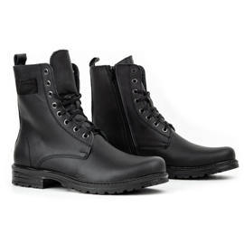 Polbut Botas Chelsea militares masculinas de couro polonês 2118S, pretas preto 2