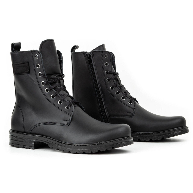 Polbut Botas Chelsea militares masculinas de couro polonês 2118S, pretas preto 2