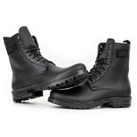 Polbut Botas Chelsea militares masculinas de couro polonês 2118S, pretas preto 3