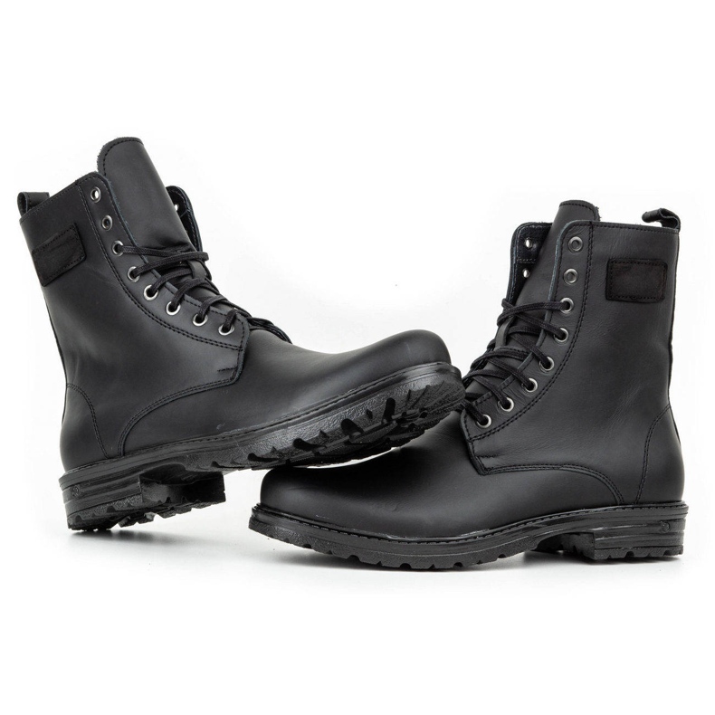 Polbut Botas Chelsea militares masculinas de couro polonês 2118S, pretas preto 3