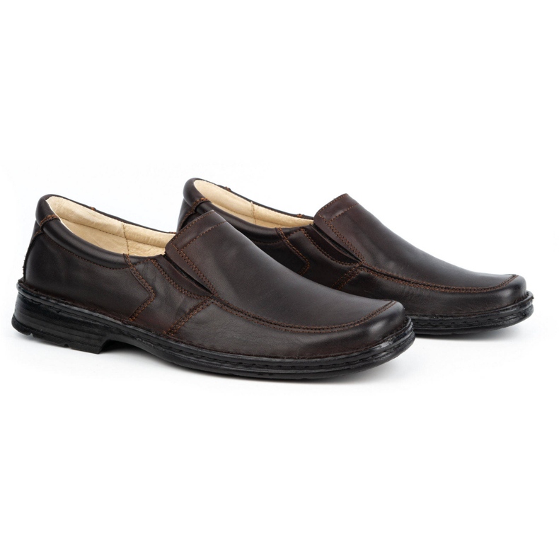 WASAK Sapatos slip-on de homem em pele 0114W castanho marrom 2