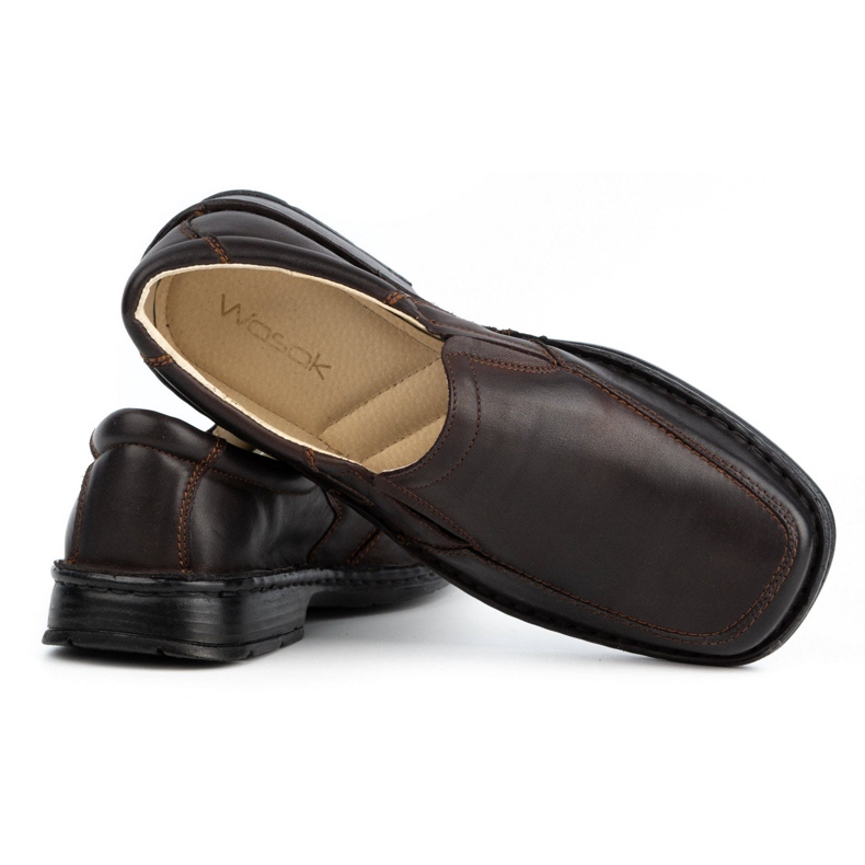 WASAK Sapatos slip-on de homem em pele 0114W castanho marrom 3