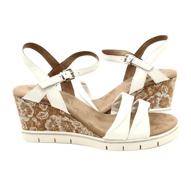 Sandálias Caprice Cunha de Couro 9-28710-20 160 Branco Softnap 1