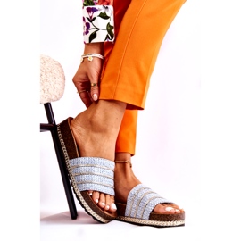 S.Barski Chinelos clássicos femininos com corrente, azuis azul 1