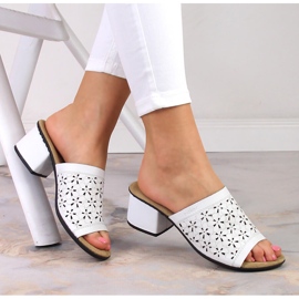 Rieker 64681-80 sandálias femininas de couro com tacão branco vazado 1