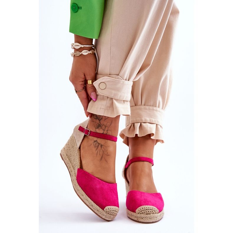 Sandálias de cunha de camurça Cammer fúcsia rosa 1