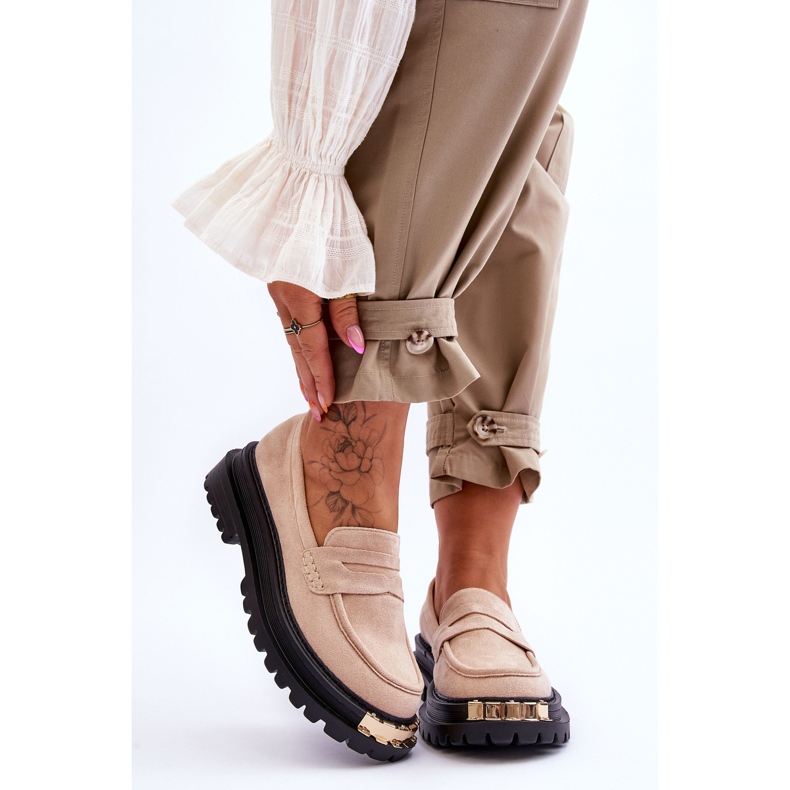 Mocassins de camurça clássicos com enfeite bege Monaro 1