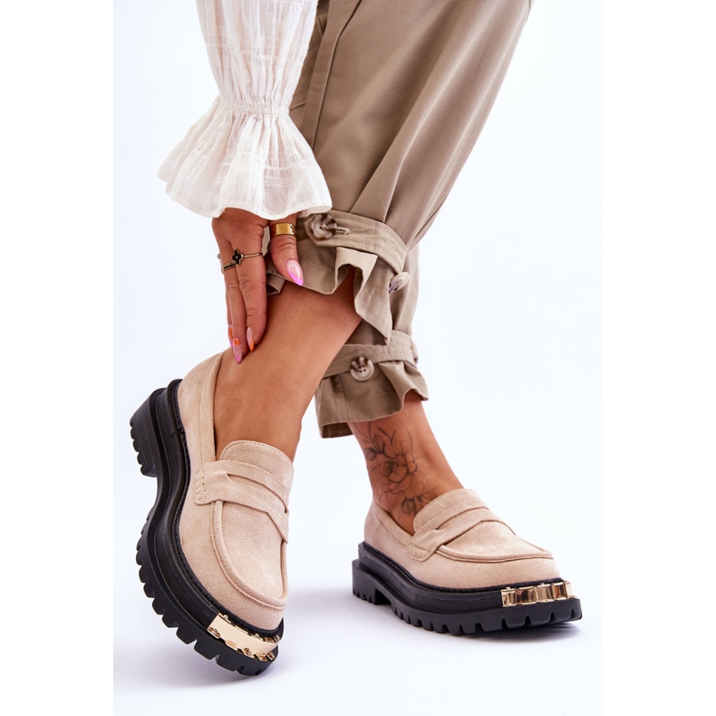 Mocassins de camurça clássicos com enfeite bege Monaro 2 Mocassins de camurça clássicos com enfeite bege Monaro 2