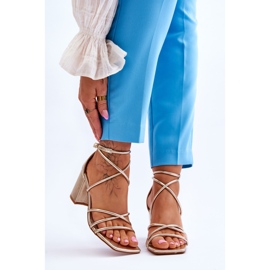 FJ1 Sandália feminina de couro da moda salto alto dourado Primma 1