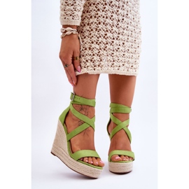 FJ1 Sandália verde confortável Lemira de cunha alta 1