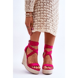 FJ1 Sandálias Confortáveis ​​de Cunha Alta Fuchsia Lemira rosa 1