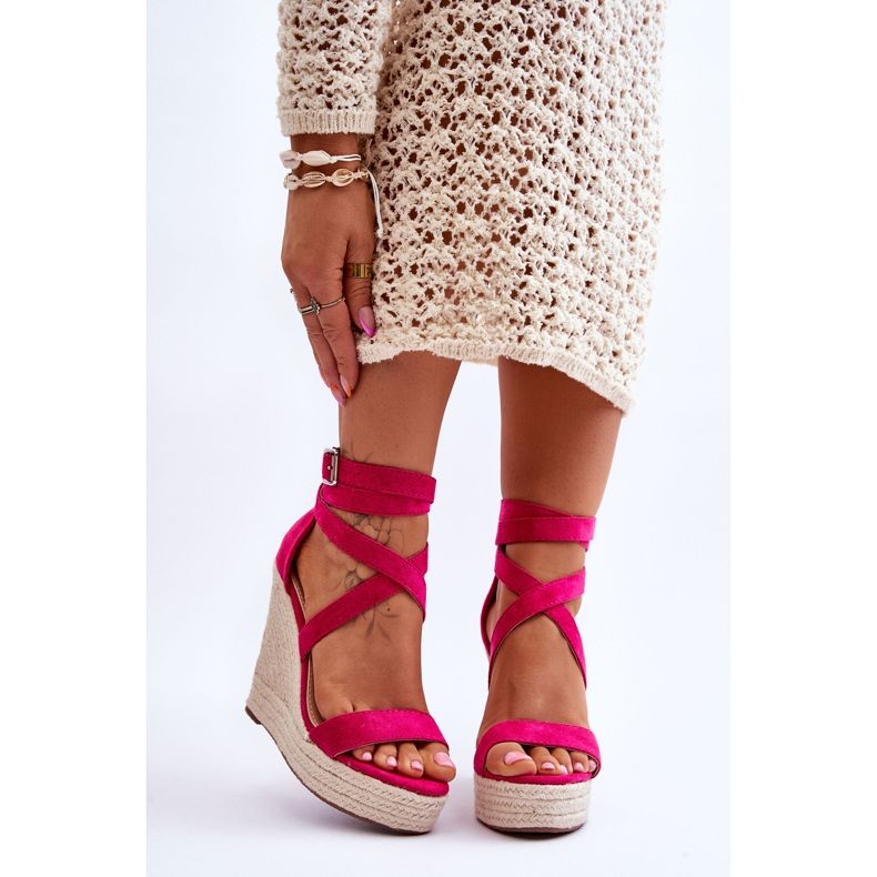 FJ1 Sandálias Confortáveis ​​de Cunha Alta Fuchsia Lemira rosa 1