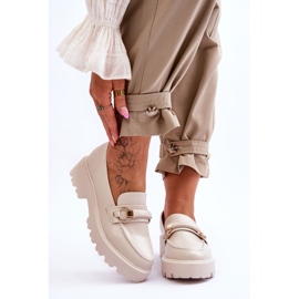 FJ1 Mocassins femininos de couro bege Camerin 1