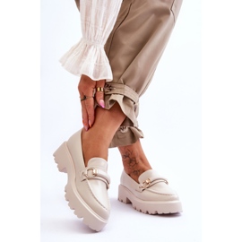 FJ1 Mocassins femininos de couro bege Camerin 2