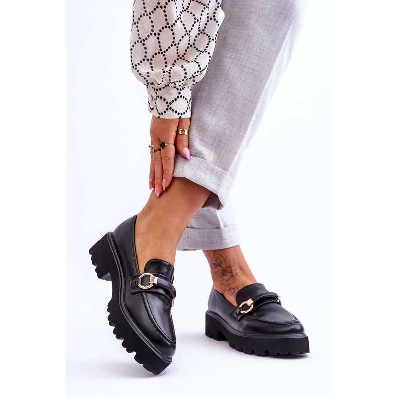 Mocassins femininos de couro preto Camerin 1