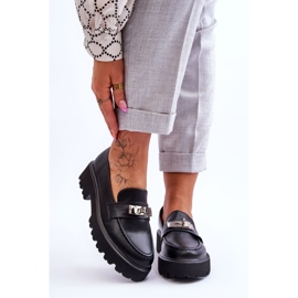 Mocassins de couro com decoração de plataforma Black Glory preto 1
