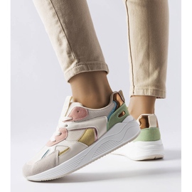 BM Tênis bege de materiais mistos da Riel 1