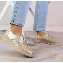 Sapatos femininos confortáveis ​​de couro dourado Helios 401 2