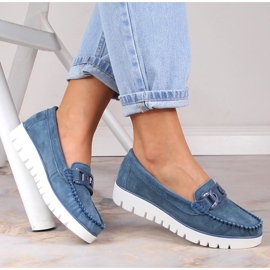 Mocassins de camurça de mulher na plataforma azul Filippo DP3334 1