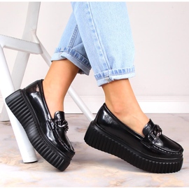 Mocassins de couro preto Filippo DP4450 na plataforma 1