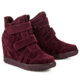 J. Star Tênis de camurça com velcro vermelho 1