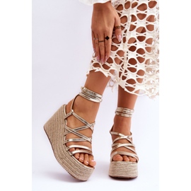 FJ1 Sandálias de cunha douradas Margaritt dourado 1