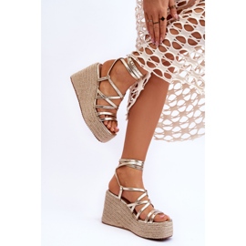 FJ1 Sandálias de cunha douradas Margaritt dourado 2