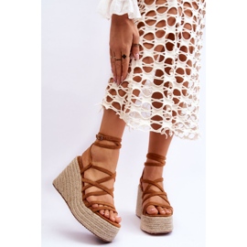 Sandálias de cunha de couro marrom Margaritt castanho 1