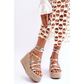 Sandália de cunha prata Margaritt 1