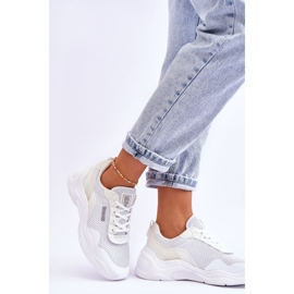 Tênis esportivo feminino de tecido com sistema de espuma viscoelástica Big Star LL274A064 branco 2