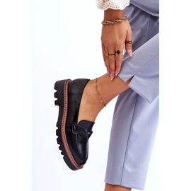 Vinceza Mocassim feminino de couro na plataforma com decoração preta Jonett preto 2