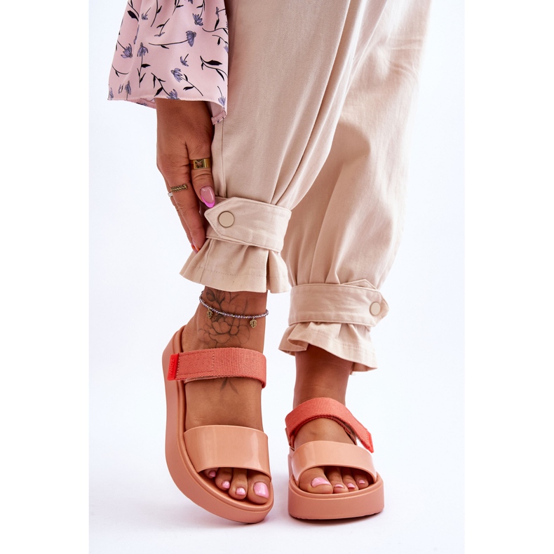 Sandália vegana com velcro ZAXY HH285283 laranja 1