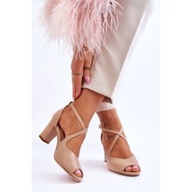 Sandália Feminina de Salto Sergio Leone SK864 Bege Escuro 2