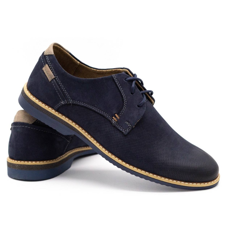 KOMODO Sapatos masculinos casuais de couro 859L azul marinho 3