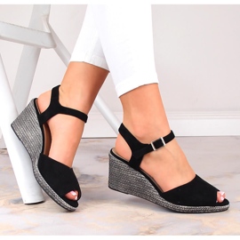 Sandálias de camurça pretas de mulher Potocki SZ12100 preto 1