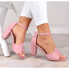 Sandálias femininas de camurça rosa Potocki YQ21035 1