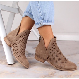 Botas de camurça bege vazadas para mulher Potocki SZ12107 1