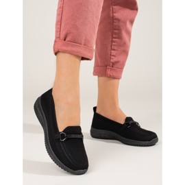 Mocassins têxteis de mulher pretos Shelovet 1