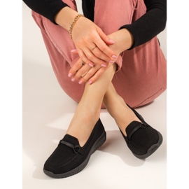 Mocassins têxteis de mulher pretos Shelovet 2