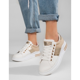 Sapatos femininos com sola grossa Shelovet branco e bege 1