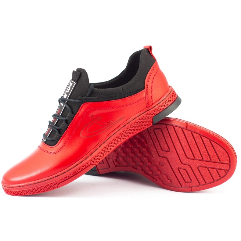 Polbut Sapatos casuais de couro masculino K24 vermelho 2