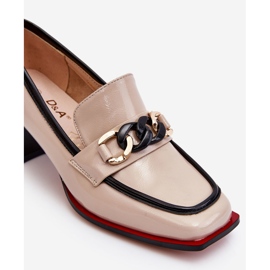 S.Barski Bombas confortáveis ​​de salto baixo bege Valenti preto 1