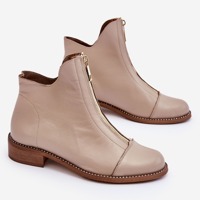 Botas de couro com zíper Nicole 2785/008 bege 1