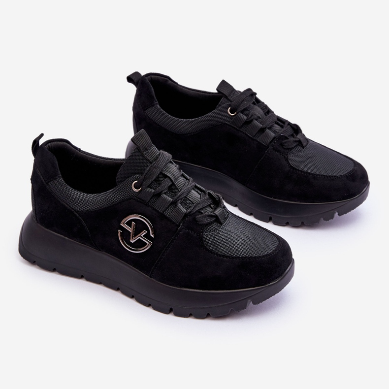 Vinceza Sapatos esportivos femininos com plataforma preto Aisha 1