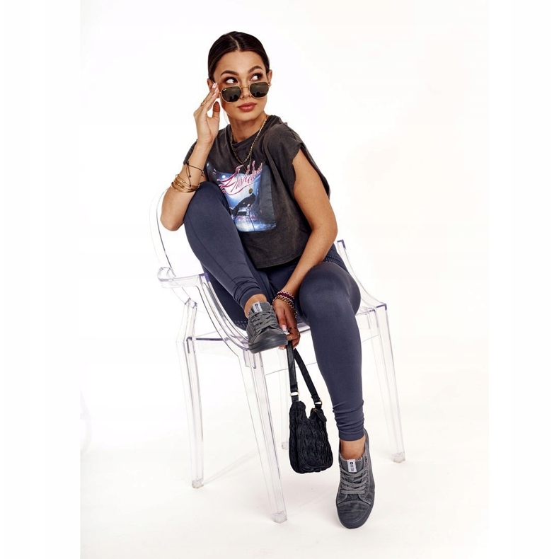 Tênis feminino Big Star cinza escuro DD274440 1