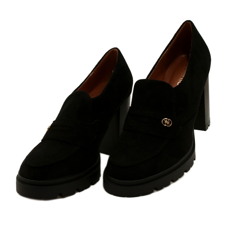 Evento Mocassins da moda na plataforma e barra preta preto 3